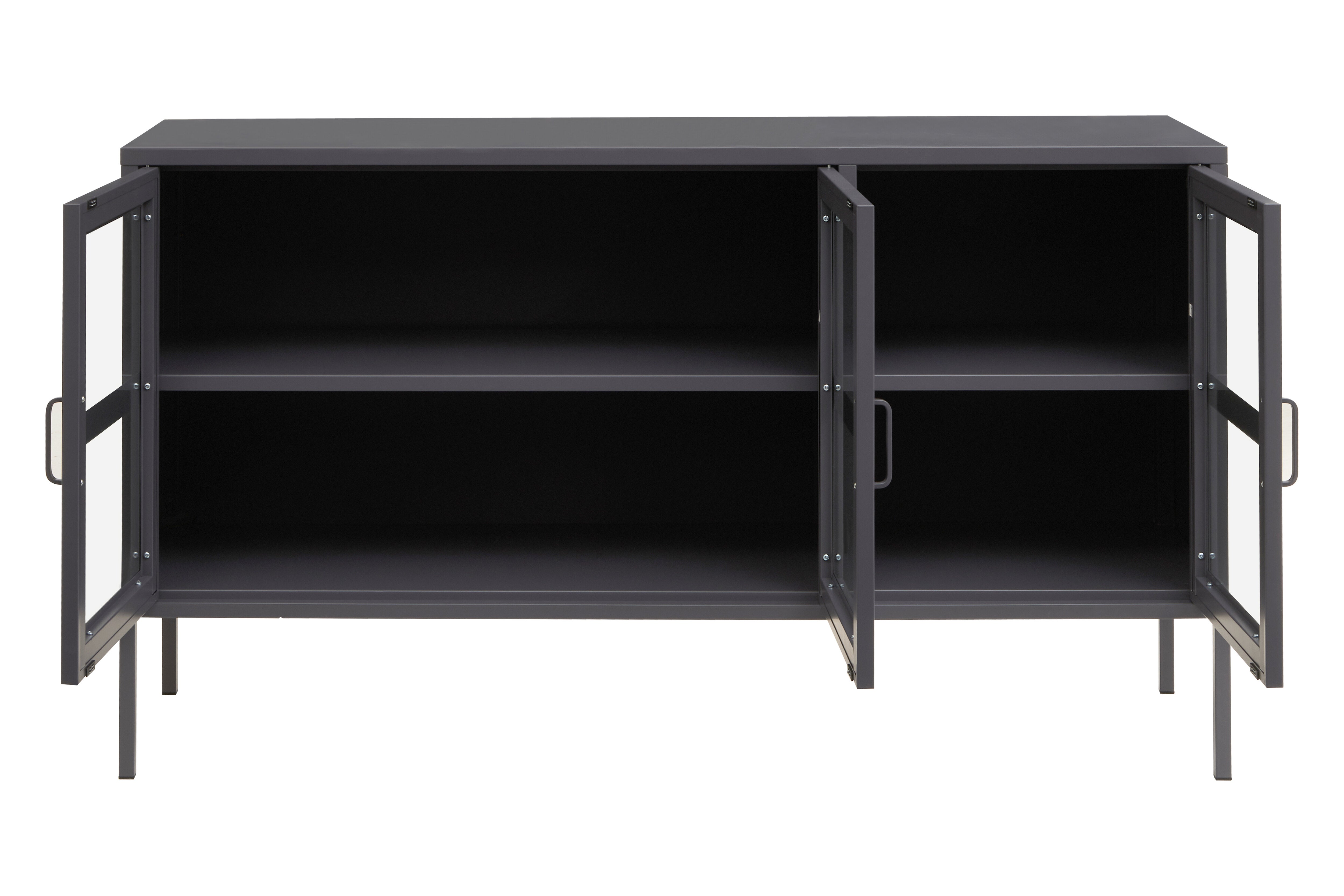 Acier Grey Metal & Clear Glass Sideboard